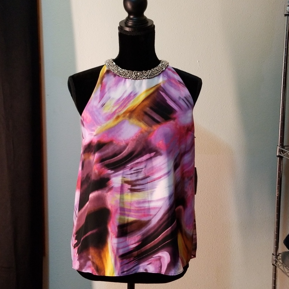NEW Jennifer Lopez  Beaded Neck Top Size XS